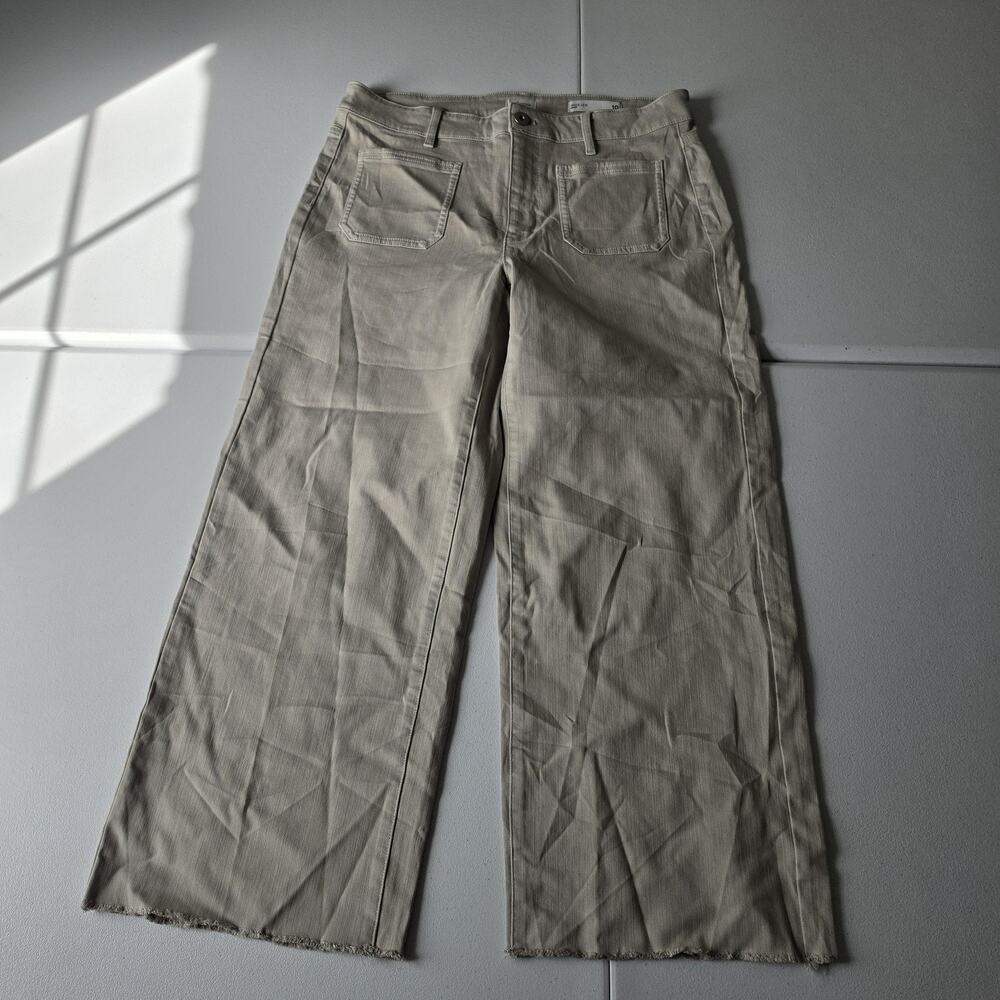 J. Jill Jeans Womens 10 Beige Light Wash High Rise Wide Leg Crop Stretch Denim